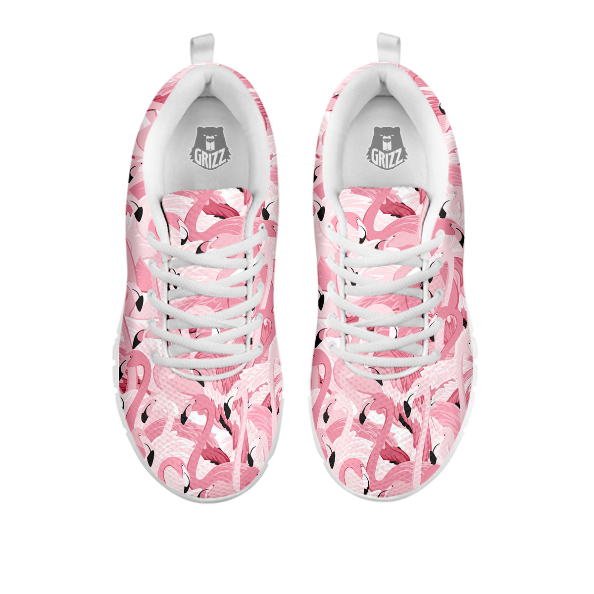 Flamingo Pink Print Pattern White Sneaker-grizzshop