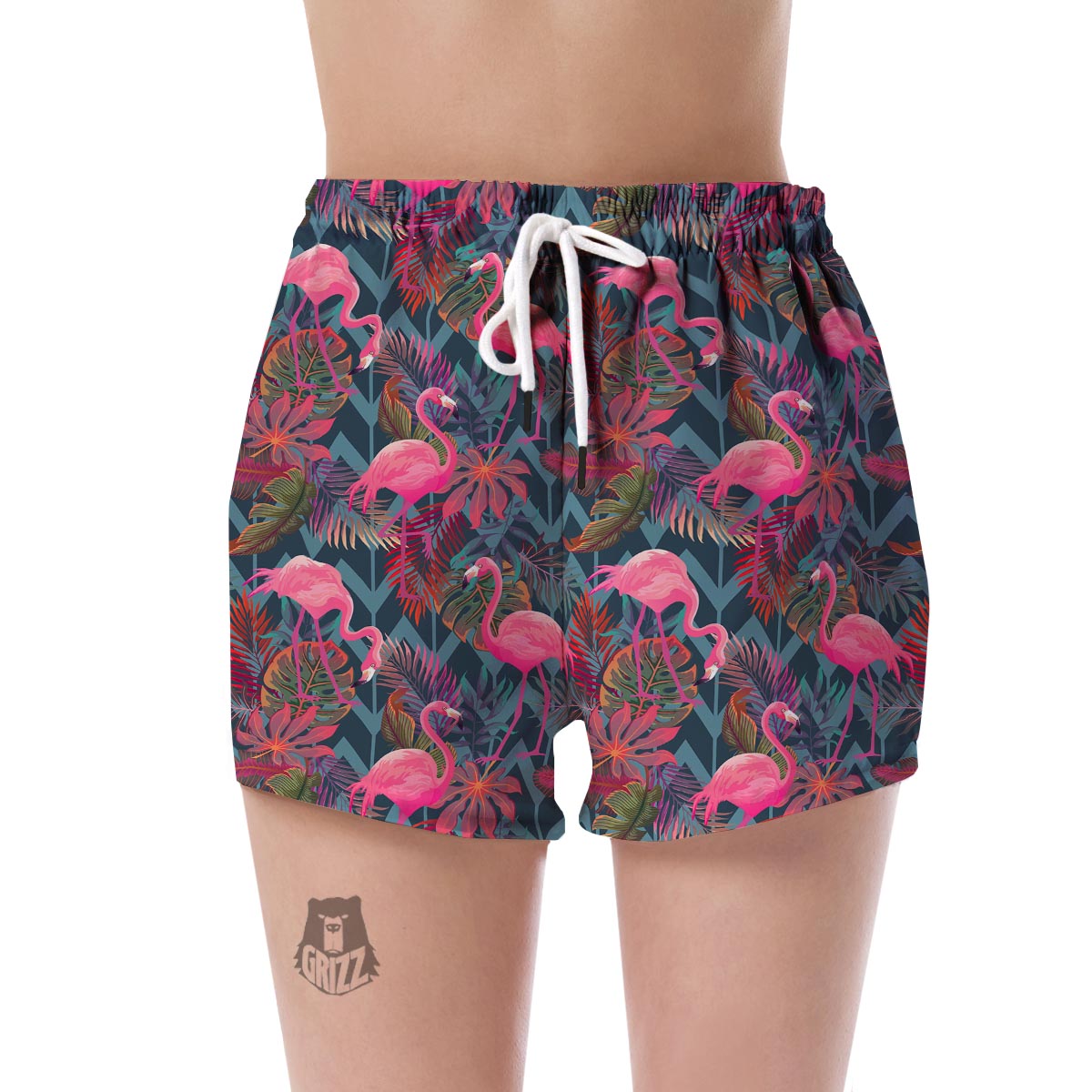 Flamingo Stripe Hawaiian Tropical Pattern Print Women's Shorts-grizzshop