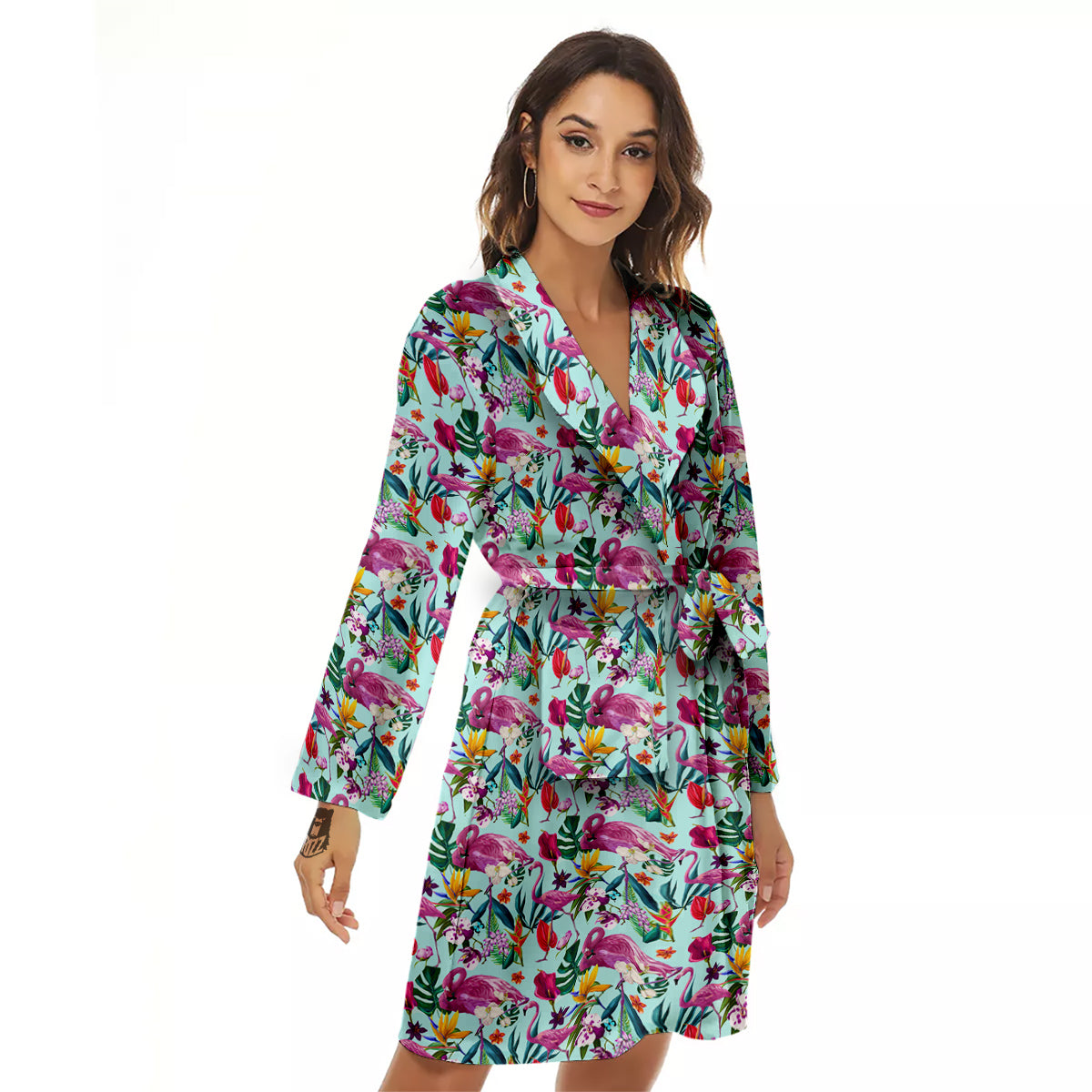 Flamingo Tropical Colorful Print Women's Robe-grizzshop