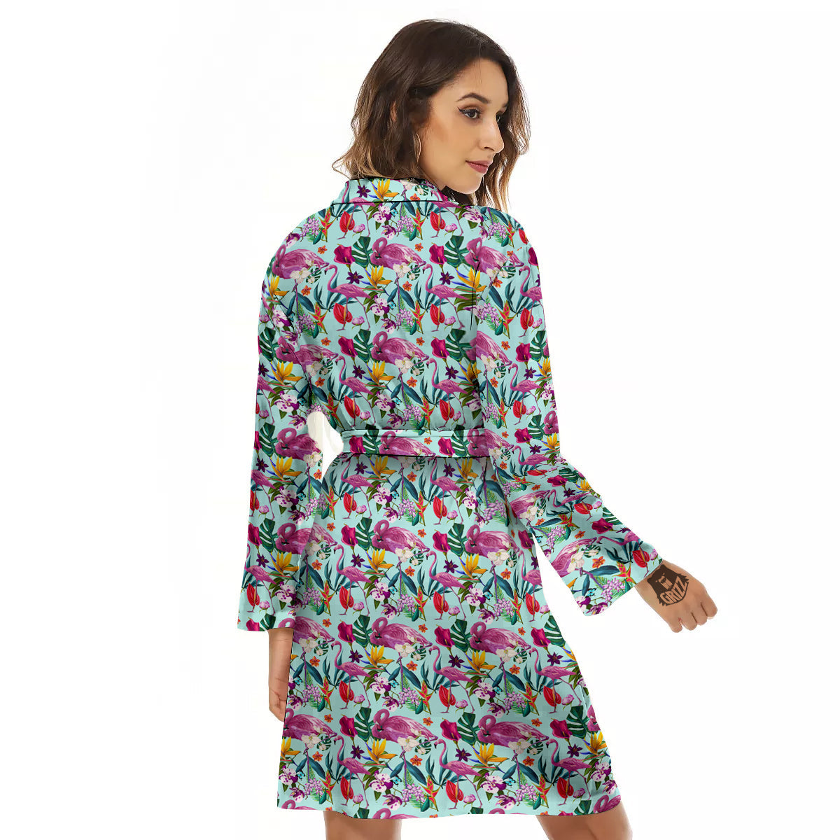 Flamingo Tropical Colorful Print Women's Robe-grizzshop