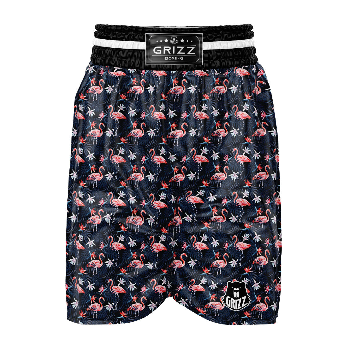 Flamingo Tropical Dark Print Pattern Boxing Shorts-grizzshop