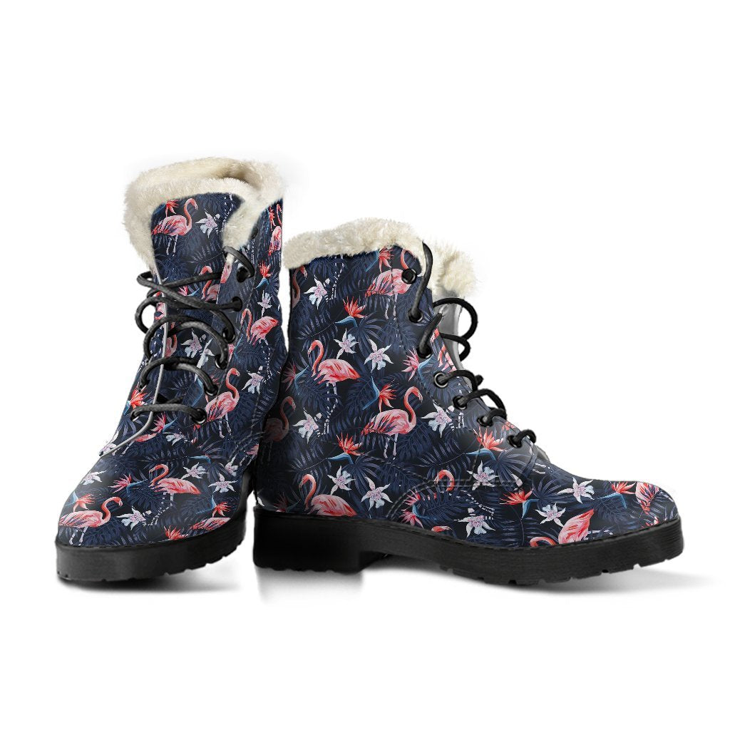 Flamingo Tropical Palm Leaves Hawaiian Floral Pattern Print Comfy Winter Boots-grizzshop