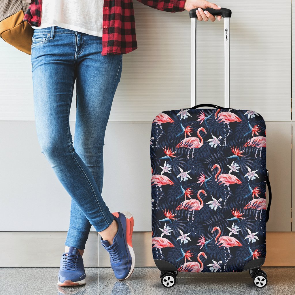 Flamingo Tropical Palm Leaves Hawaiian Floral Pattern Print Luggage Cover Protector-grizzshop