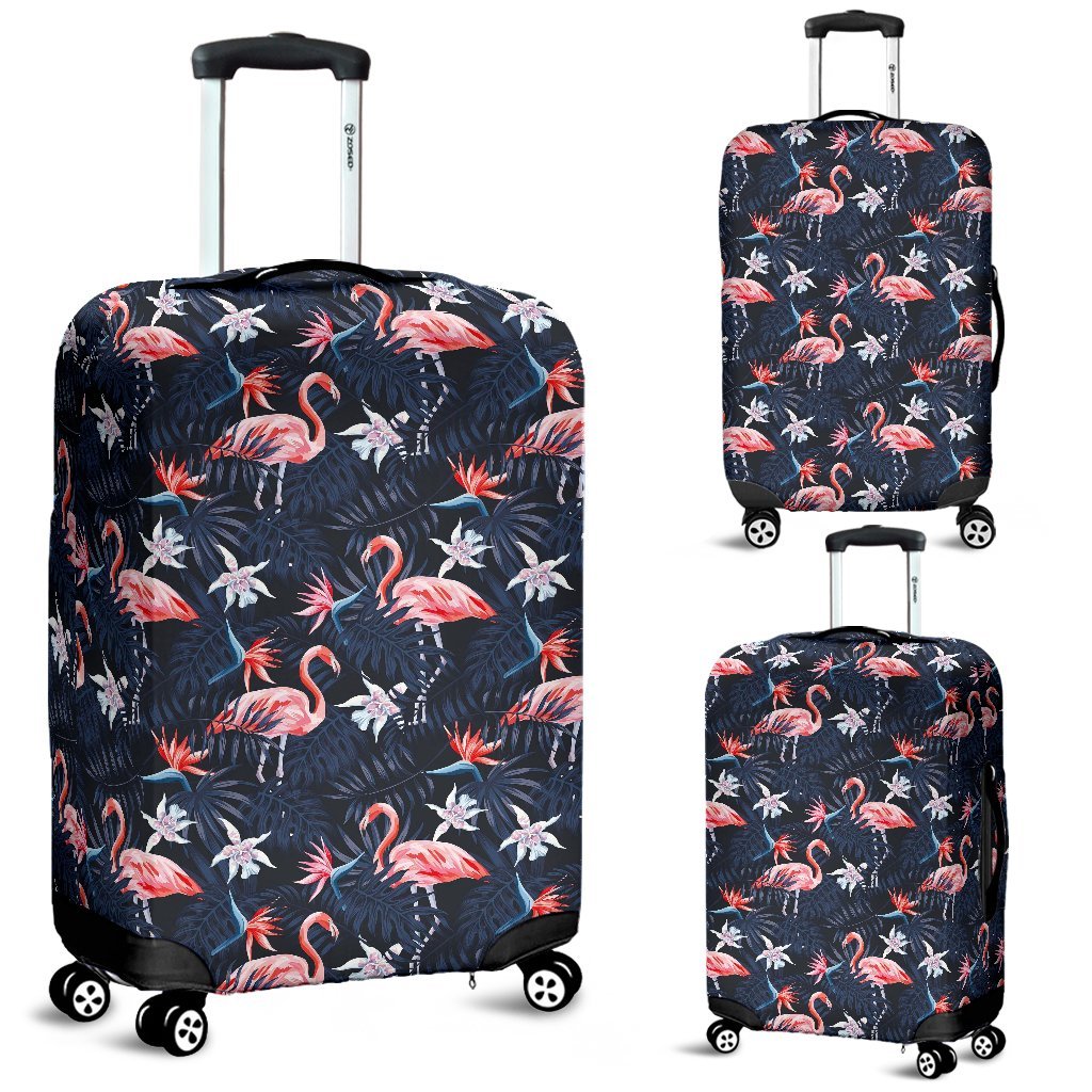 Flamingo Tropical Palm Leaves Hawaiian Floral Pattern Print Luggage Cover Protector-grizzshop