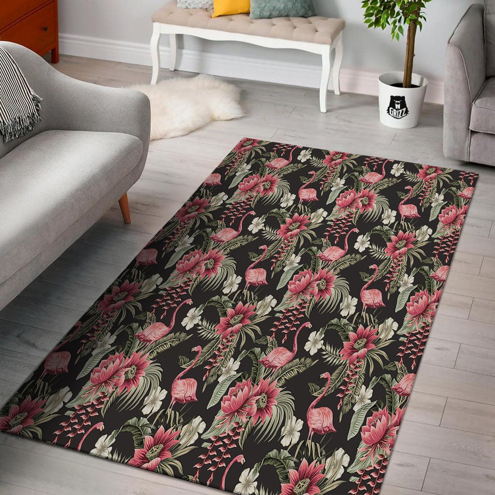 Flamingo Vintage Print Pattern Floor Mat-grizzshop