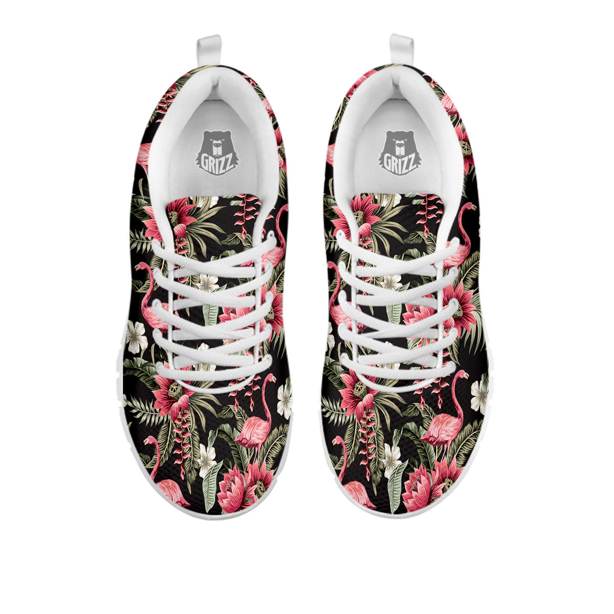 Flamingo Vintage Print Pattern White Sneaker-grizzshop