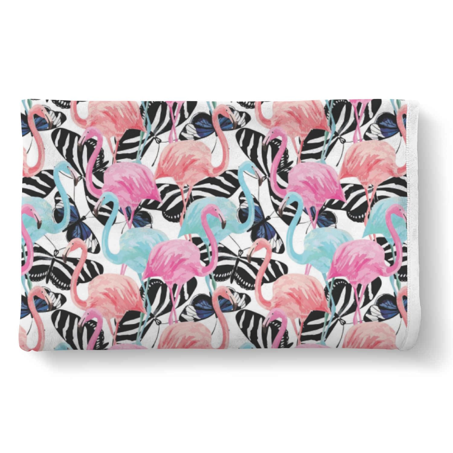 Flamingo Butterfly Hawaiian Tropical Pattern Print Throw Blanket-grizzshop