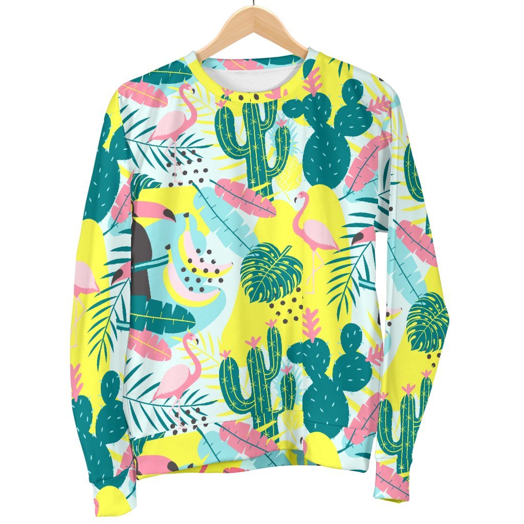 Flamingo Catus Tropical Hawaiian Pineapple Print Sweatshirt-grizzshop