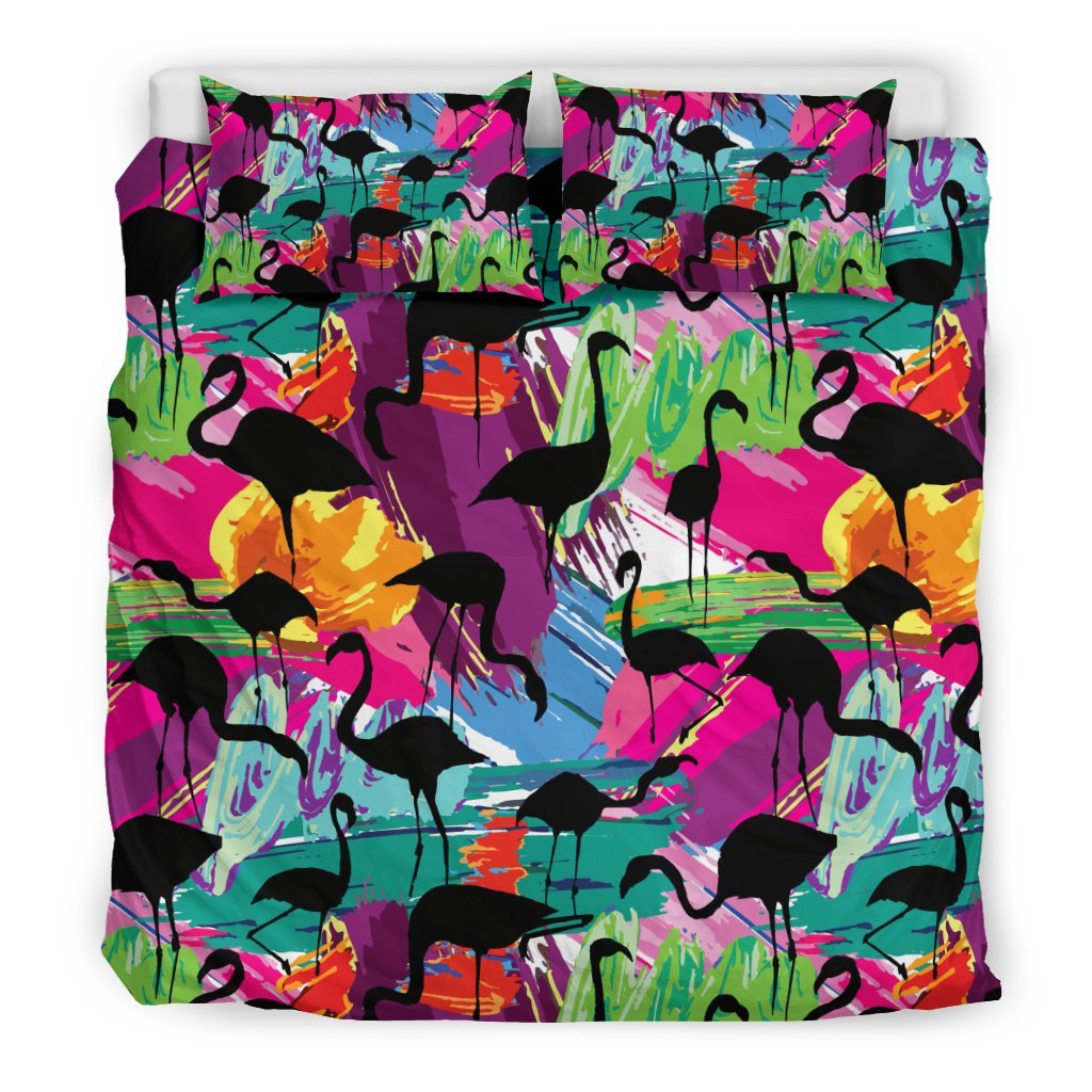 Flamingo Hawaiian Tropical Colorful Pattern Print Duvet Cover Bedding Set-grizzshop