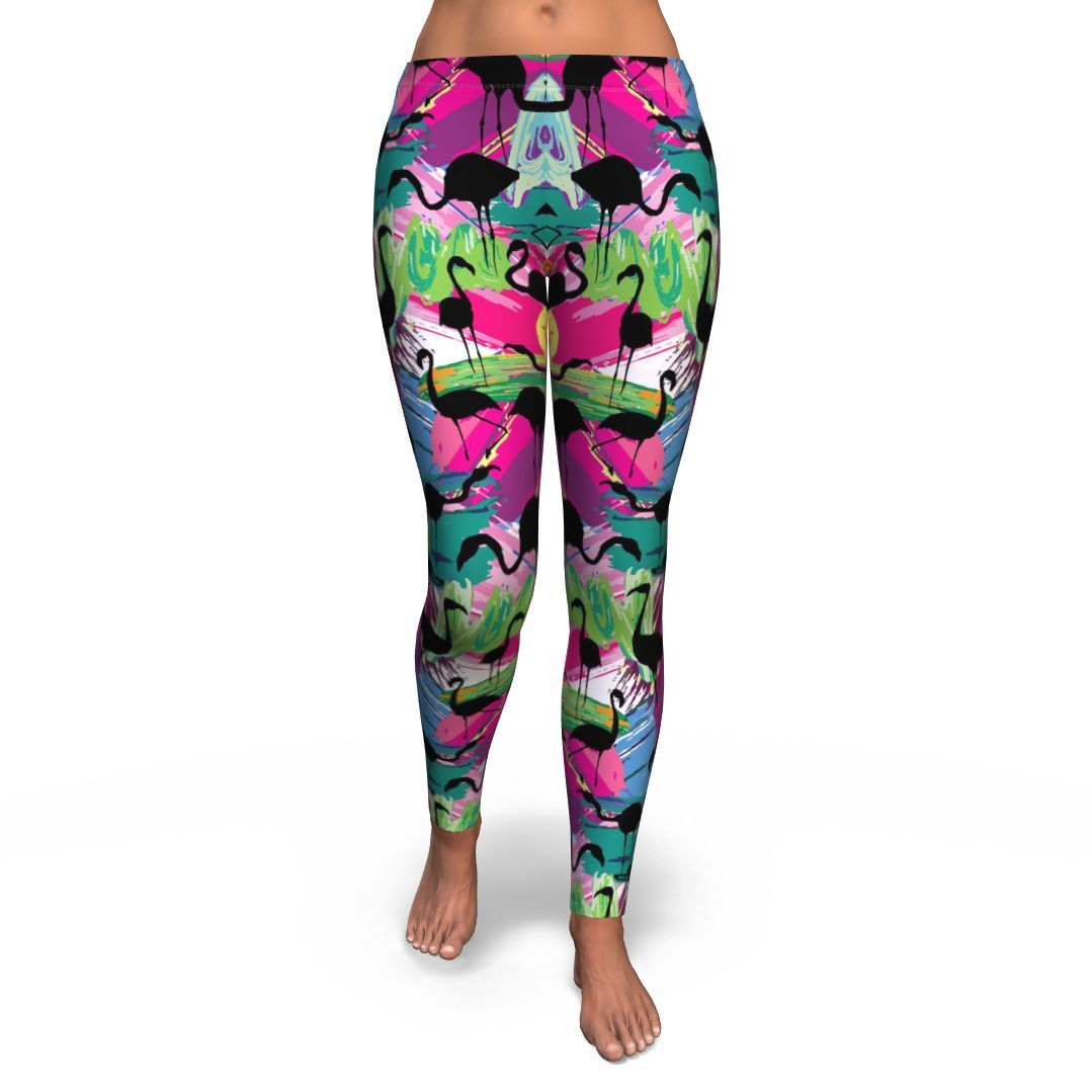 Flamingo Hawaiian Tropical Colorful Pattern Print Pattern Women Leggings-grizzshop