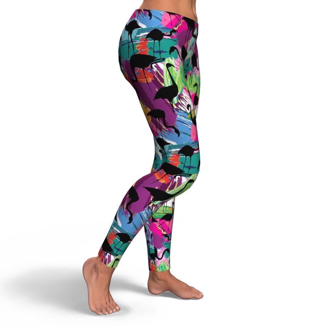 Flamingo Hawaiian Tropical Colorful Pattern Print Pattern Women Leggings-grizzshop