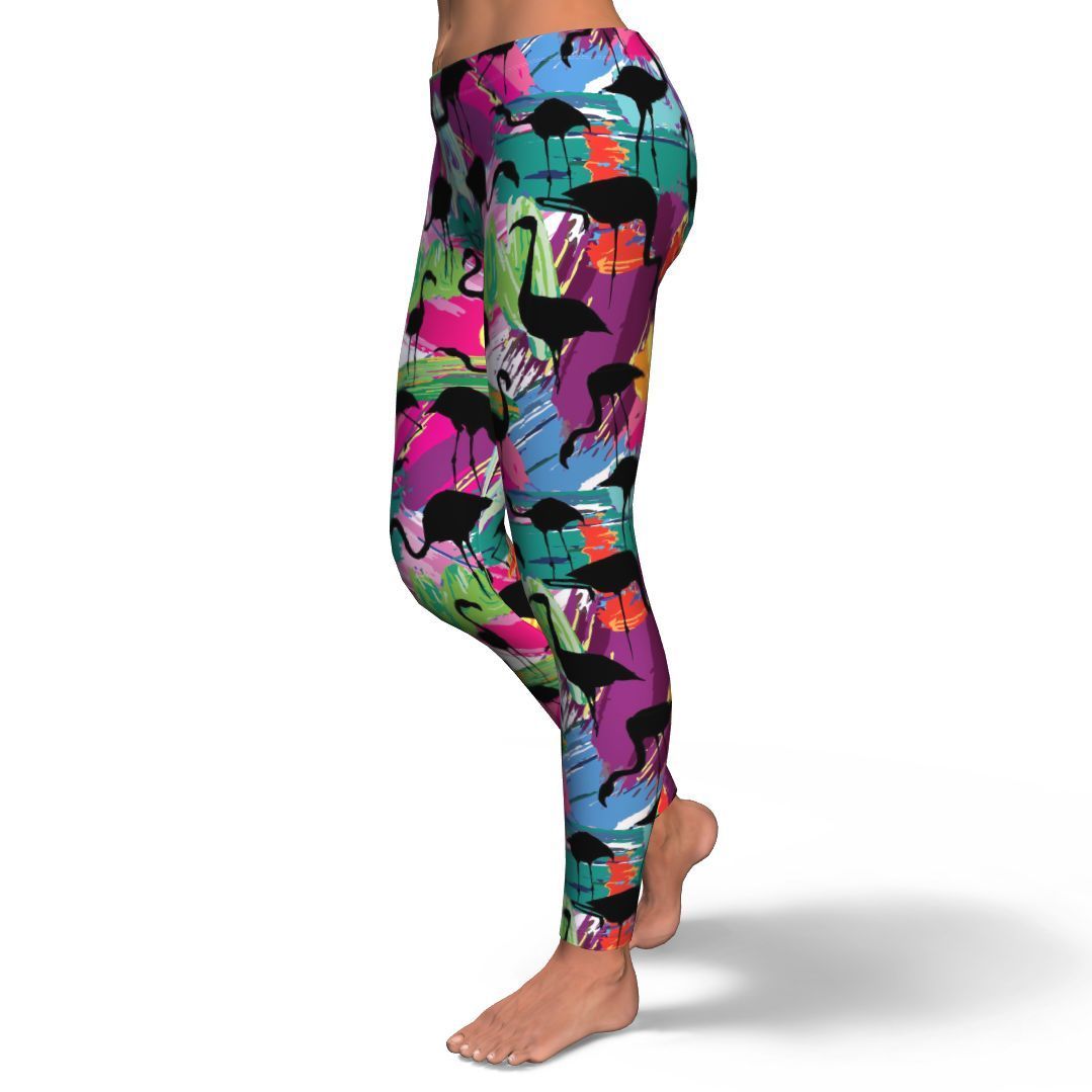 Flamingo Hawaiian Tropical Colorful Pattern Print Pattern Women Leggings-grizzshop
