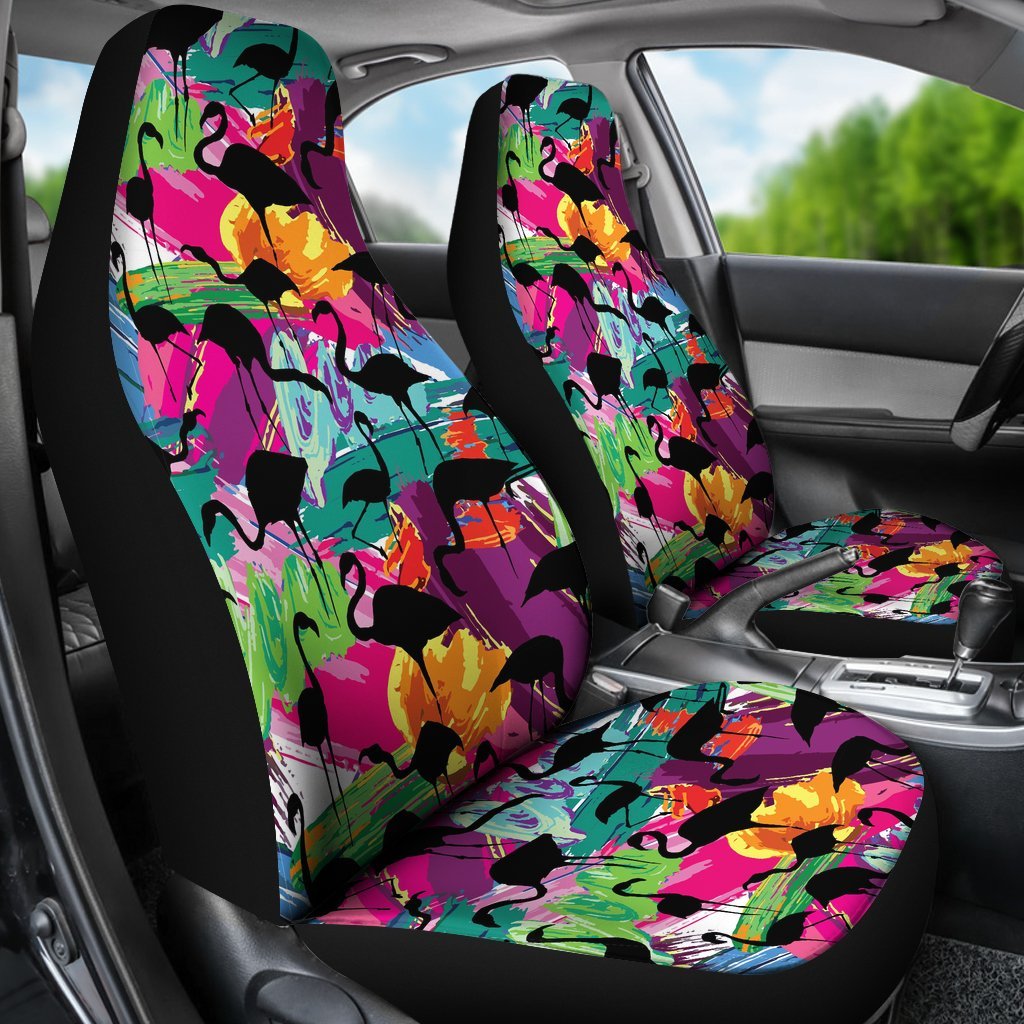 Flamingo Hawaiian Tropical Colorful Pattern Print Universal Fit Car Seat Cover-grizzshop