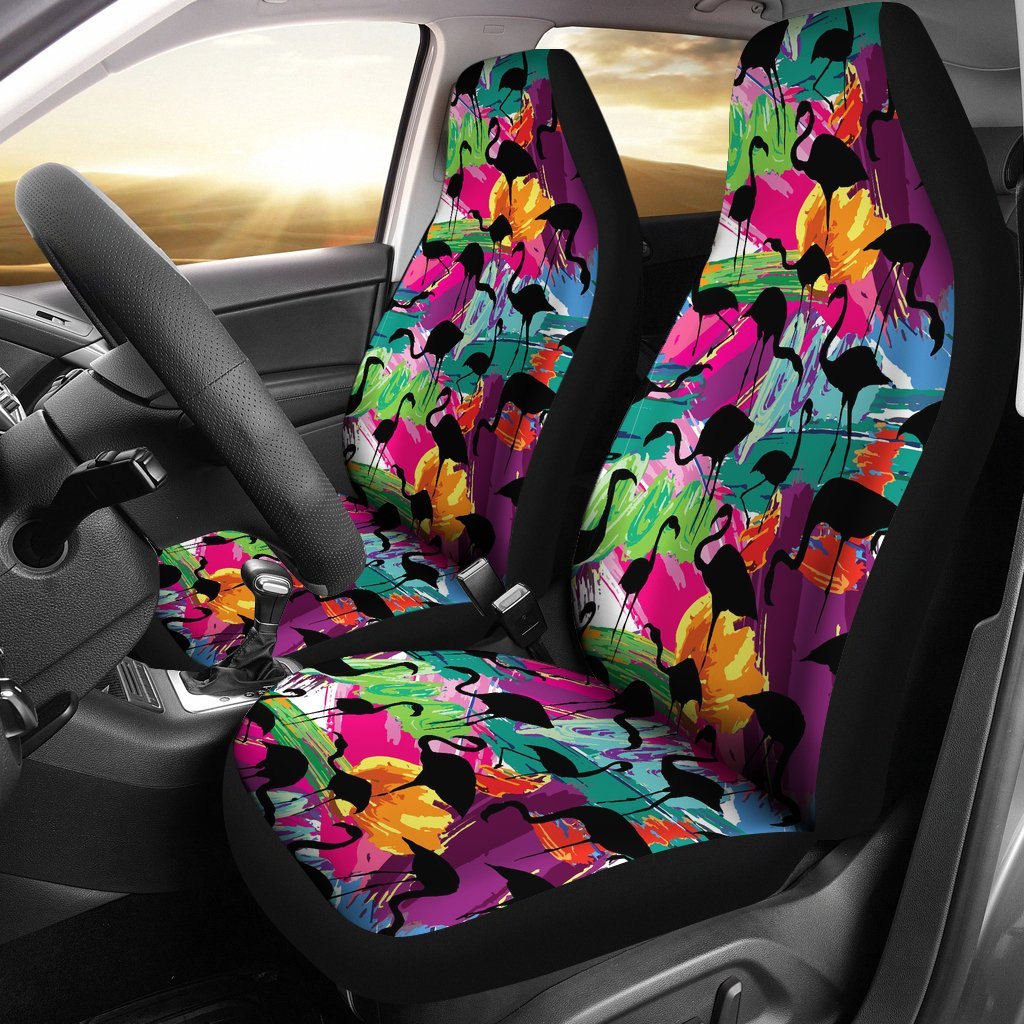 Flamingo Hawaiian Tropical Colorful Pattern Print Universal Fit Car Seat Cover-grizzshop