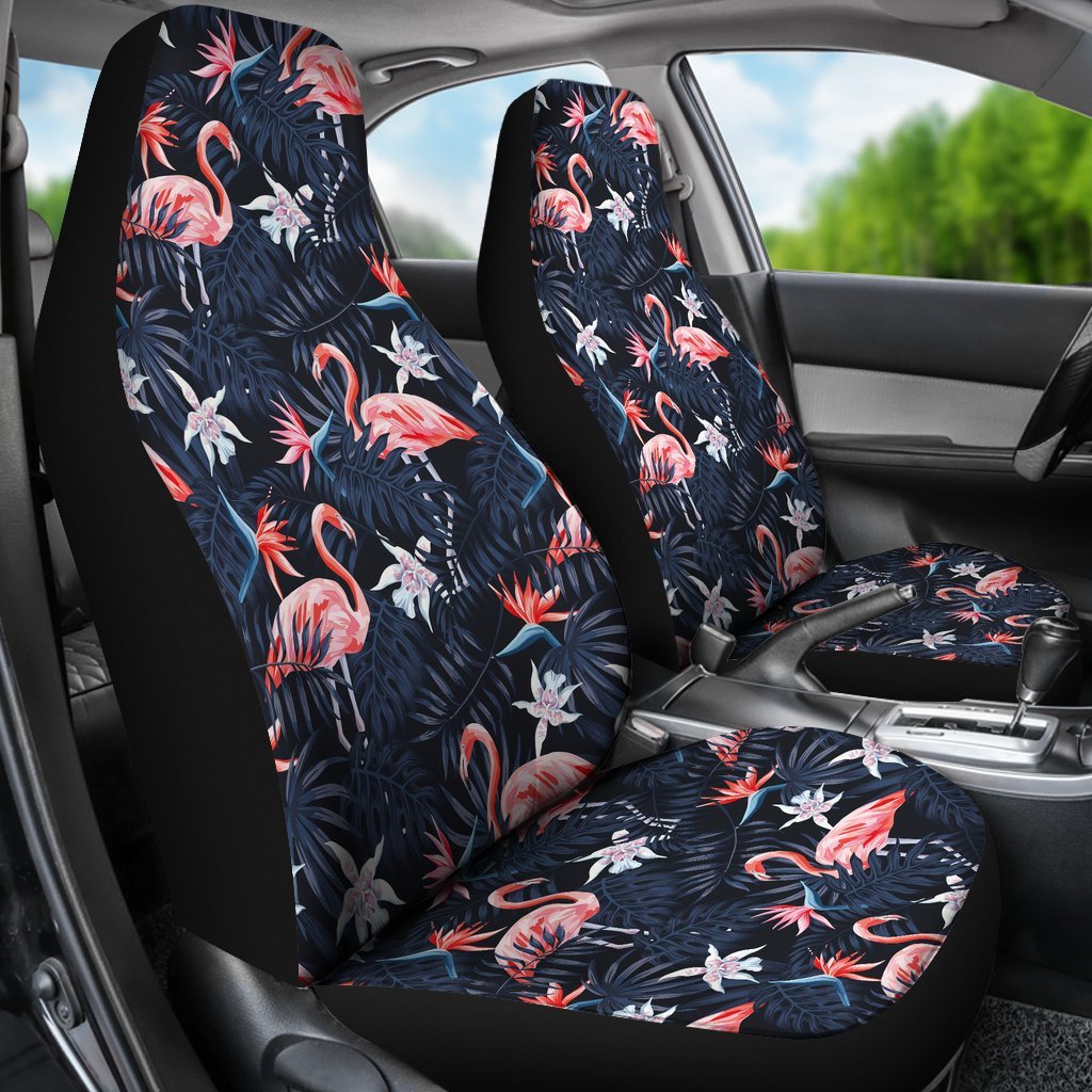 Flamingo Tropical Palm Leaves Hawaiian Floral Pattern Print Universal Fit Car Seat Cover-grizzshop