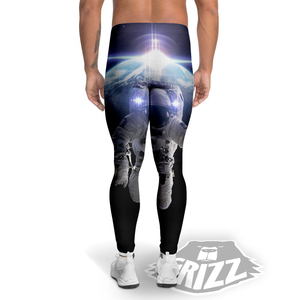 Floating Astronaut In Outer Space Print Men's Leggings-grizzshop