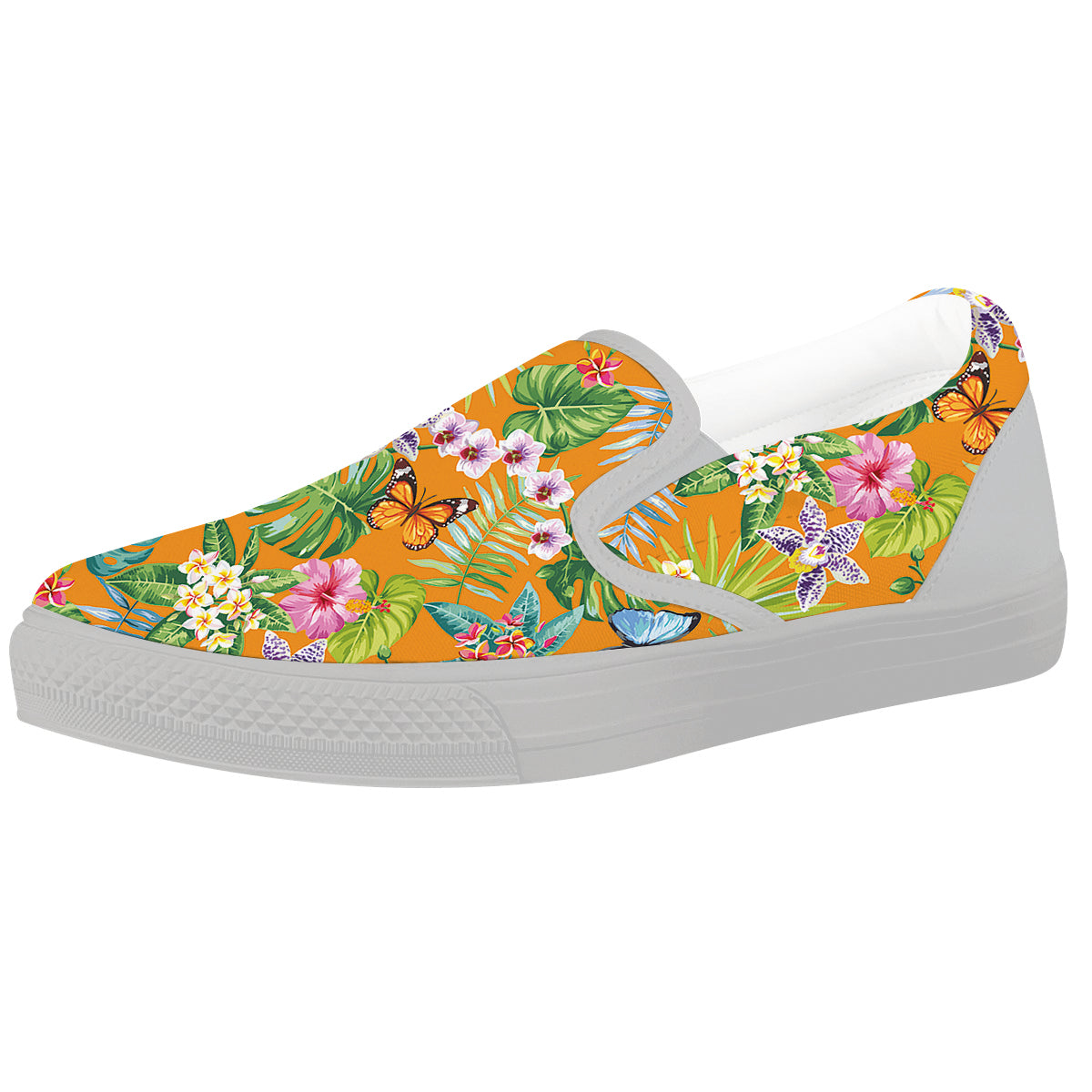 Floral Aloha Hawaii Print Pattern White Slip On Shoes-grizzshop