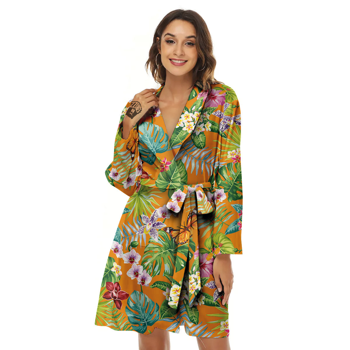 Floral Aloha Hawaii Print Pattern Women's Robe-grizzshop