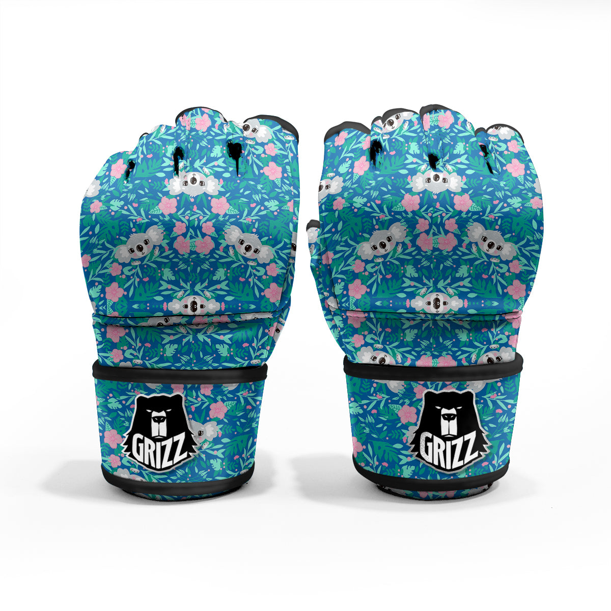 Floral And Baby Koala Print Pattern MMA Gloves-grizzshop
