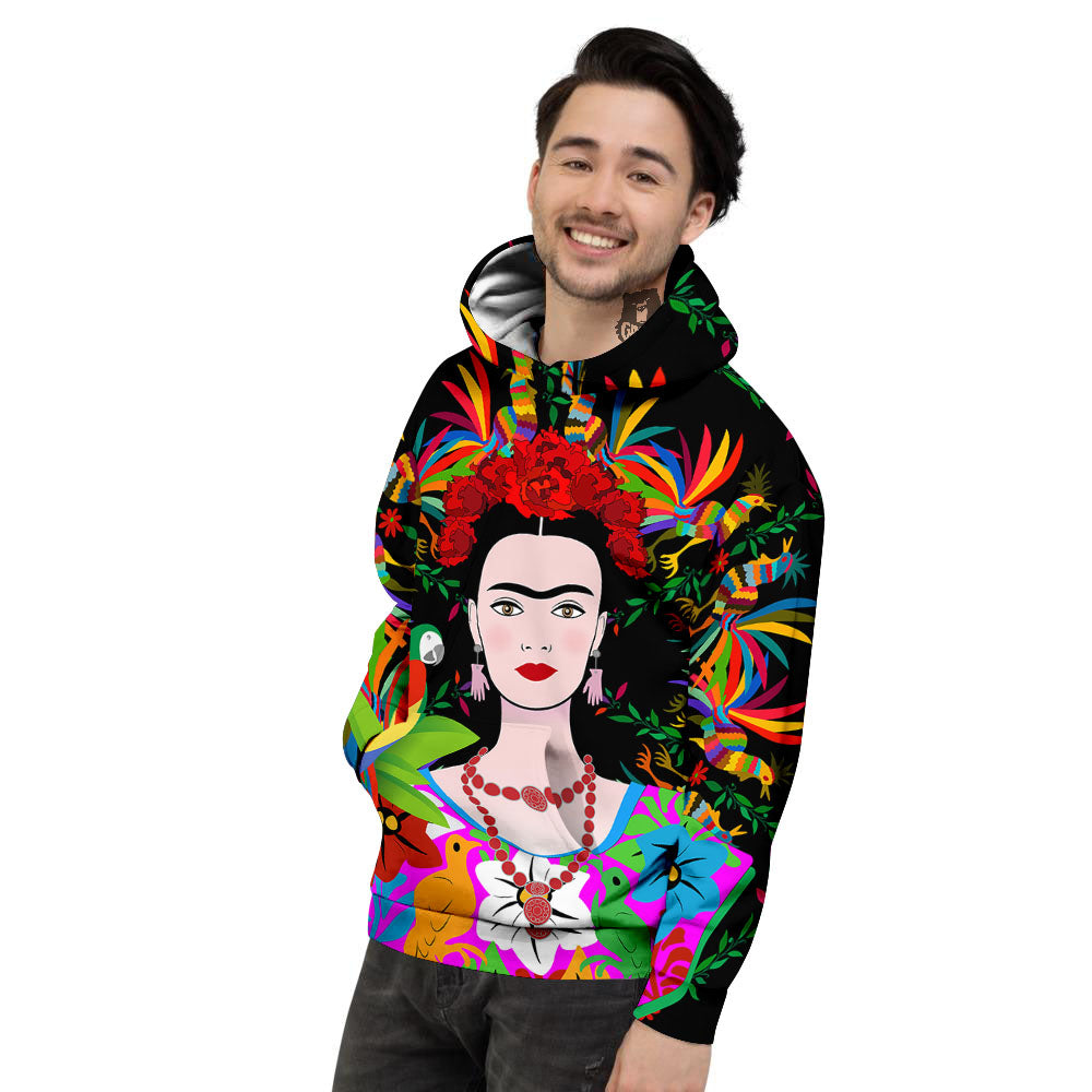 Floral And Frida Kahlo Print Men's Hoodie-grizzshop