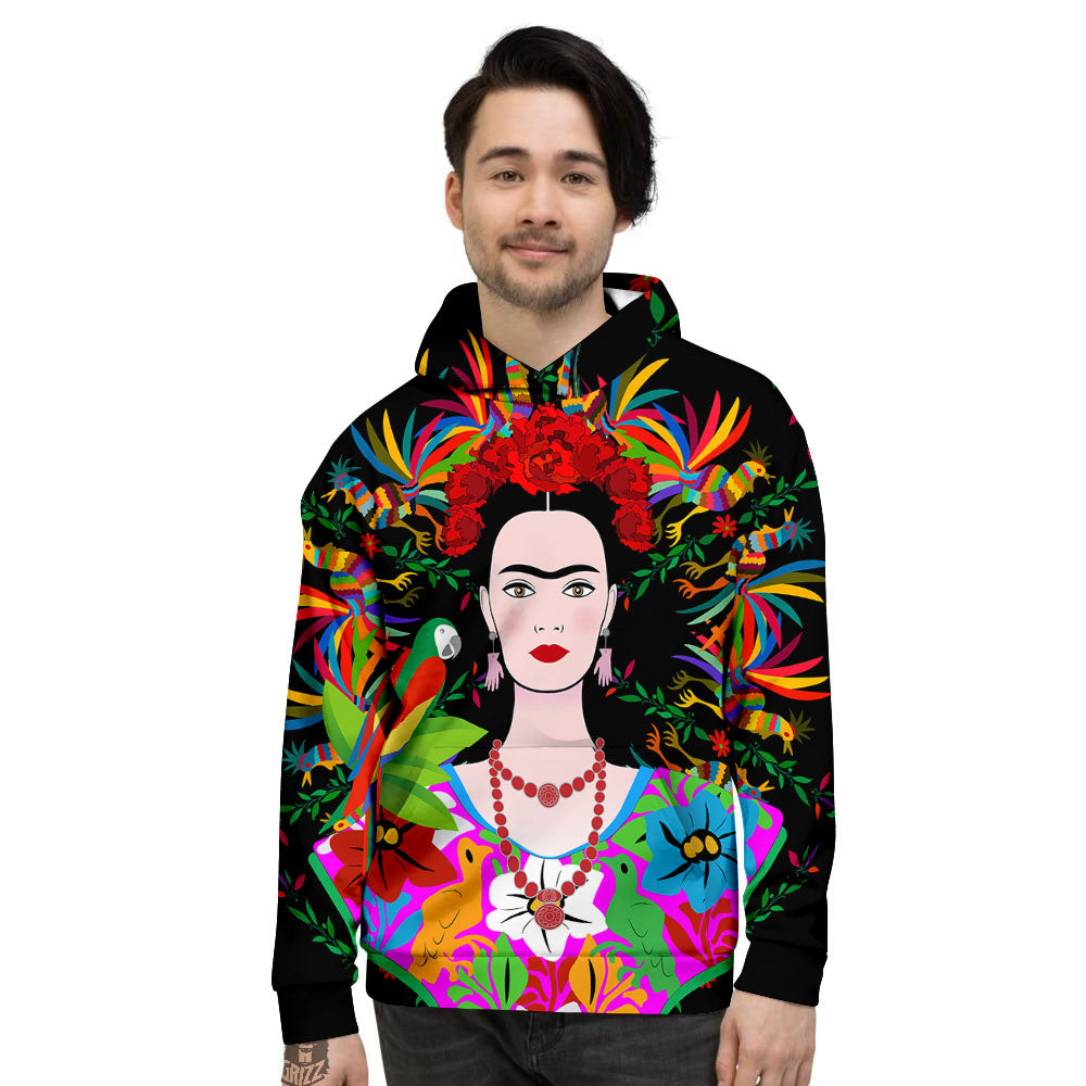 Floral And Frida Kahlo Print Men's Hoodie-grizzshop