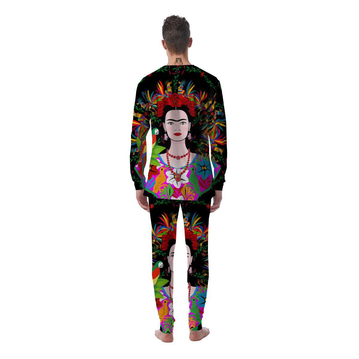 Floral And Frida Kahlo Print Men's Pajamas-grizzshop