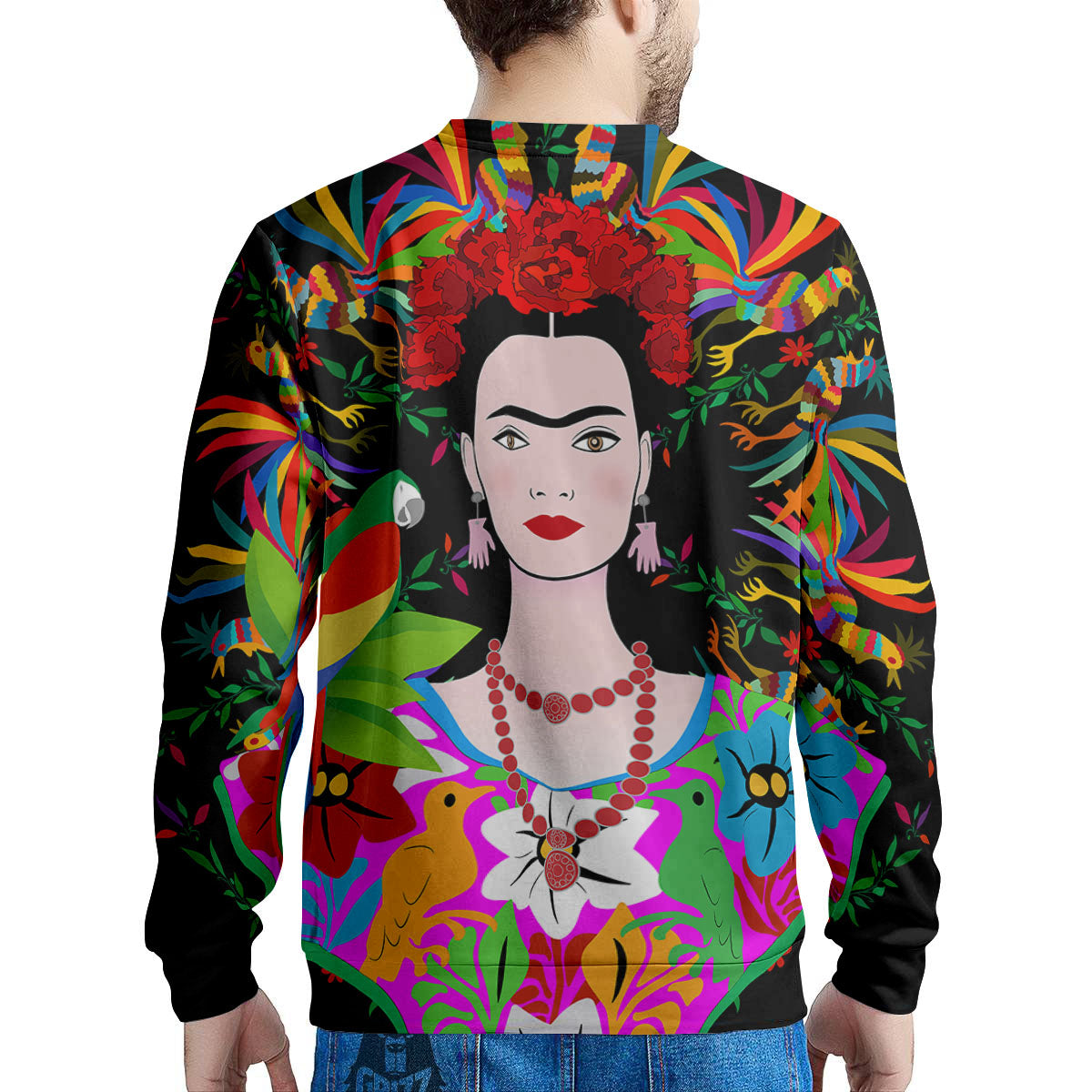 Floral And Frida Kahlo Print Men's Sweatshirt-grizzshop