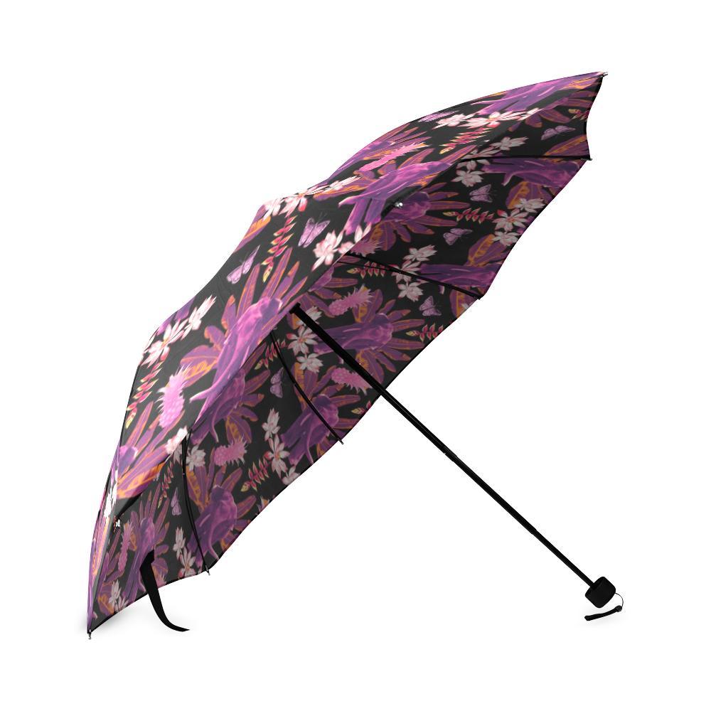 Floral Banana Leaves Elephant Print Foldable Umbrella-grizzshop