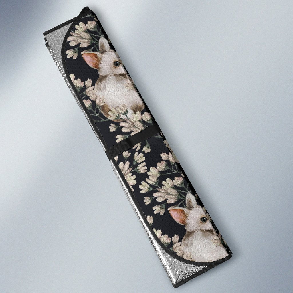 Floral Bunny Rabbit Pattern Print Car Sun Shade-grizzshop