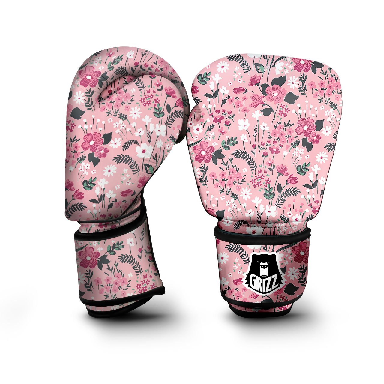 Floral Flower Pink Print Pattern Boxing Gloves-grizzshop