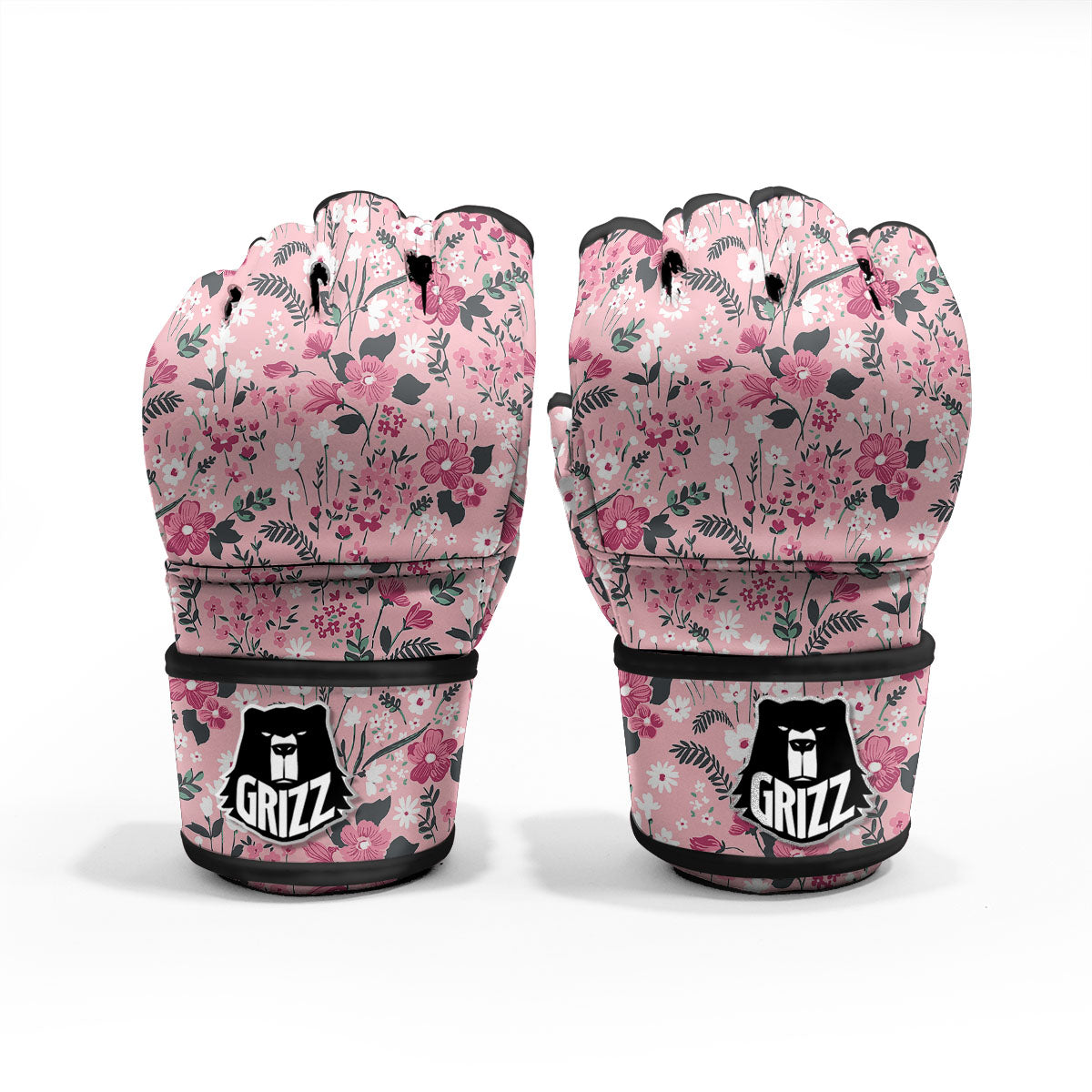 Floral Flower Pink Print Pattern MMA Gloves-grizzshop