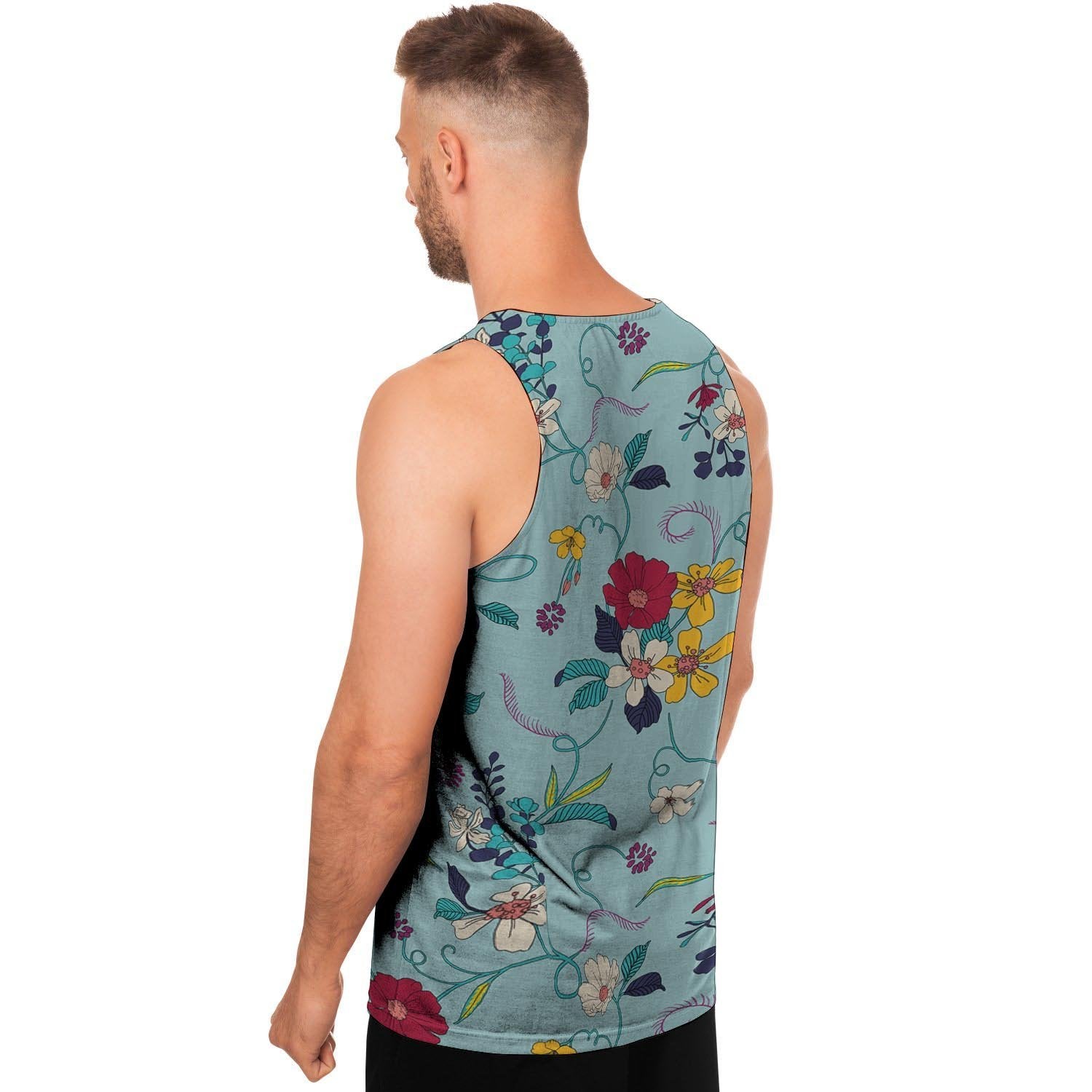 Floral Flower Print Men's Tank Tops-grizzshop