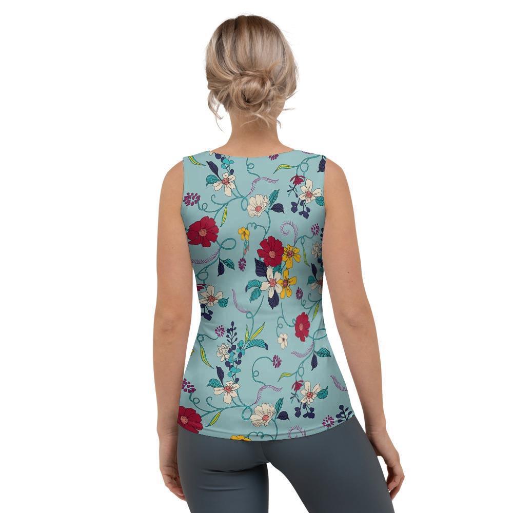 Floral Flower Print Women's Tank Top-grizzshop
