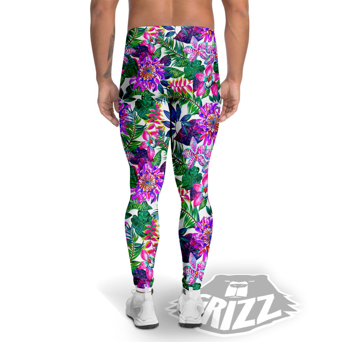 Floral Hawaii Colorful Print Pattern Colorful Men's Leggings-grizzshop