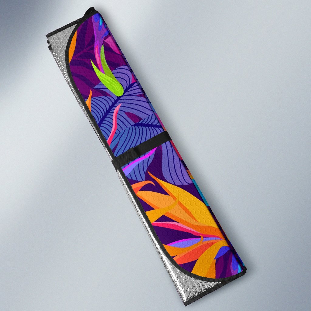 Floral Hawaiian Tropical Palm Leaves Pattern Print Car Sun Shade-grizzshop