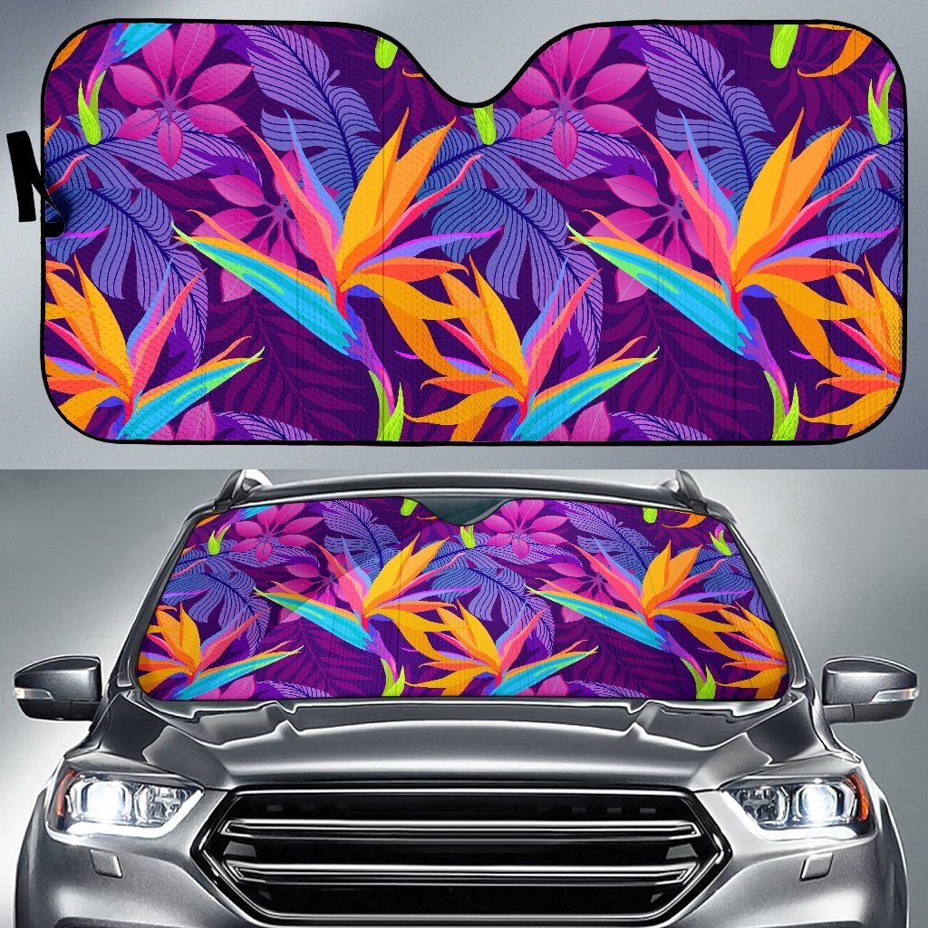 Floral Hawaiian Tropical Palm Leaves Pattern Print Car Sun Shade-grizzshop