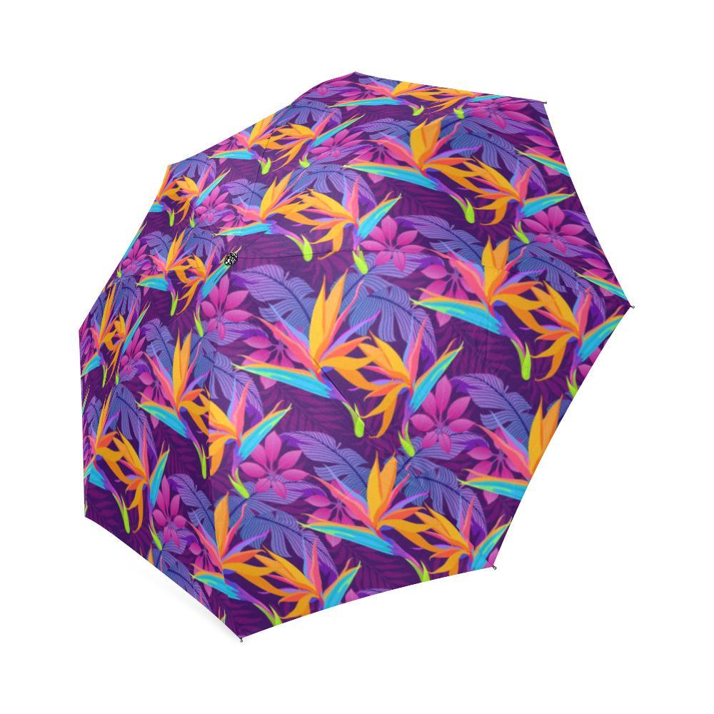 Floral Hawaiian Tropical Palm Leaves Pattern Print Foldable Umbrella-grizzshop