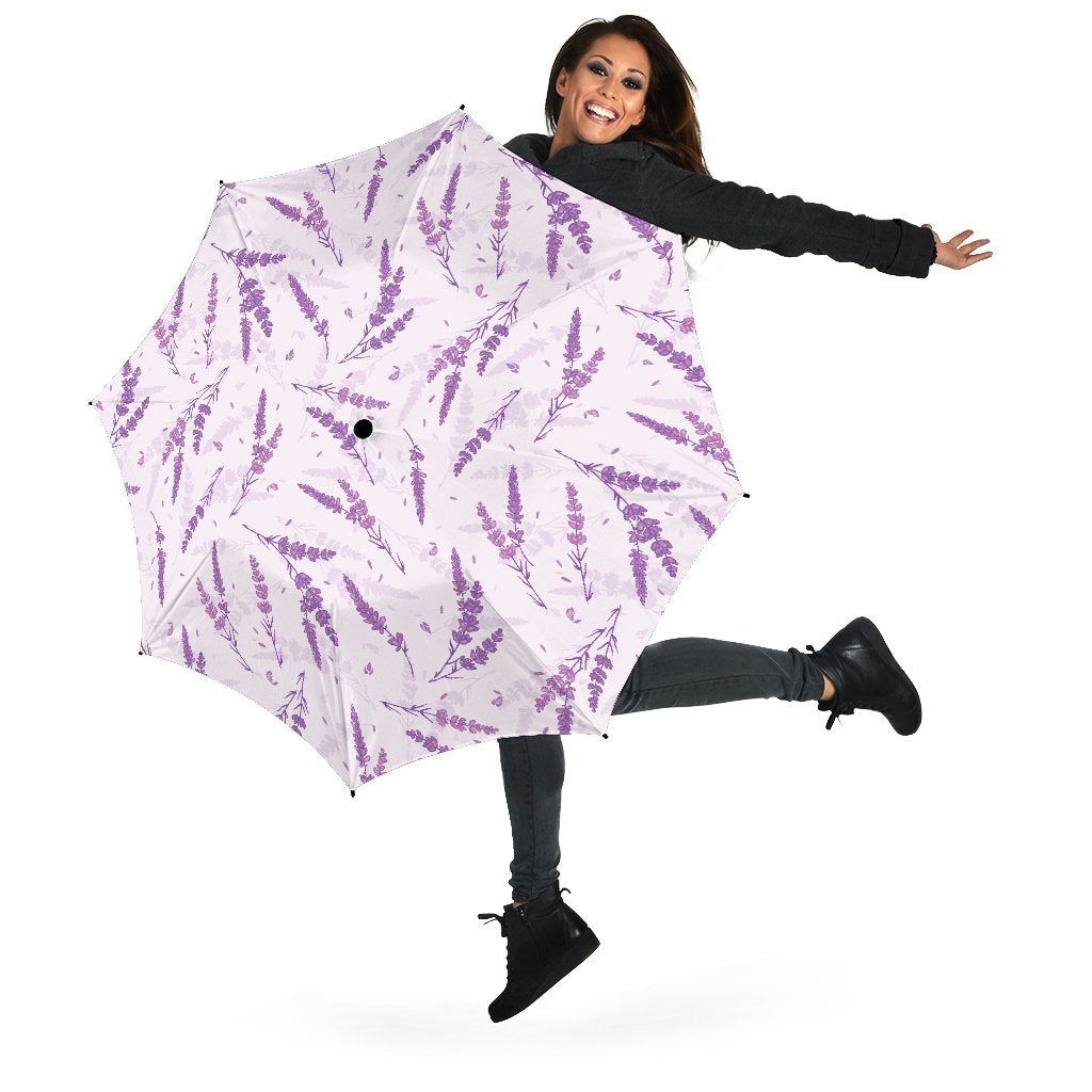 Floral Lavender Pattern Print Automatic Foldable Umbrella-grizzshop