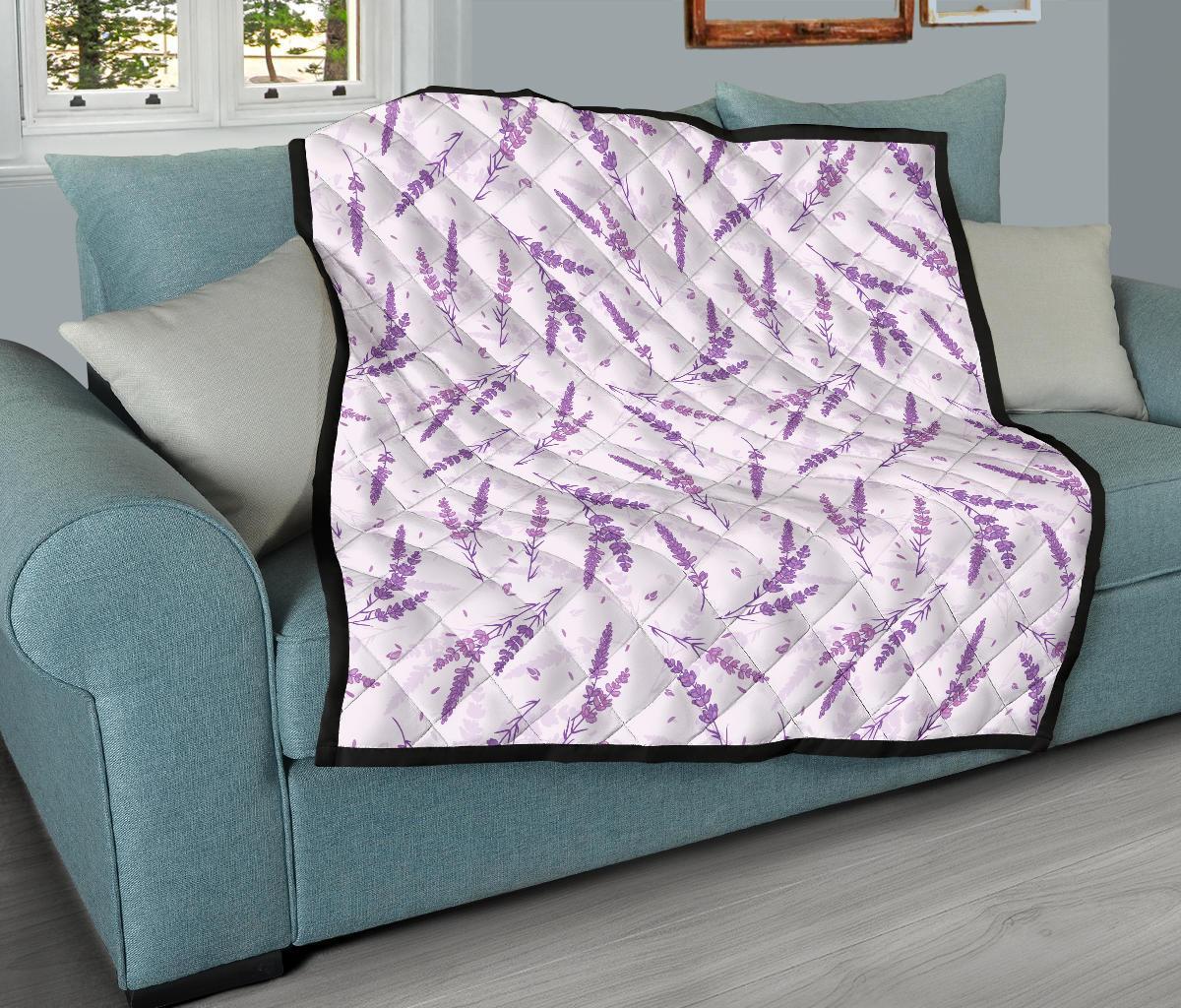 Floral Lavender Pattern Print Quilt-grizzshop