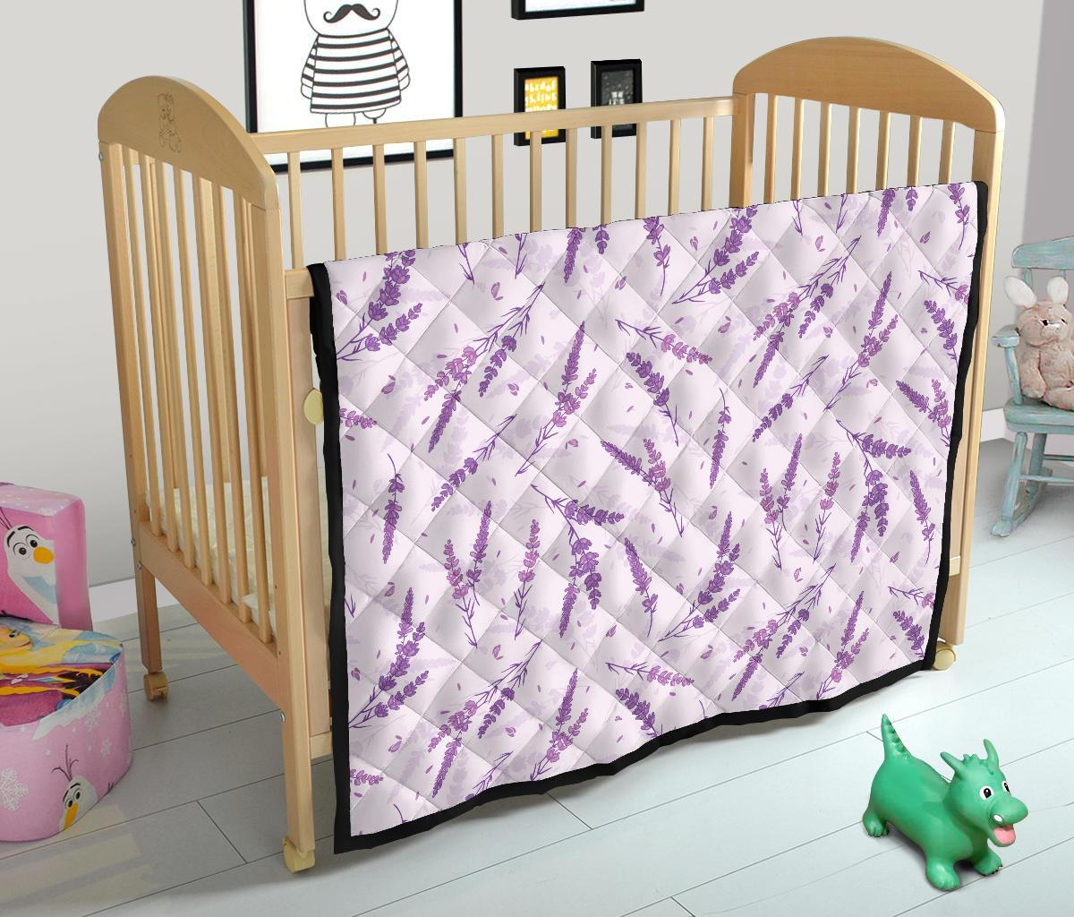 Floral Lavender Pattern Print Quilt-grizzshop