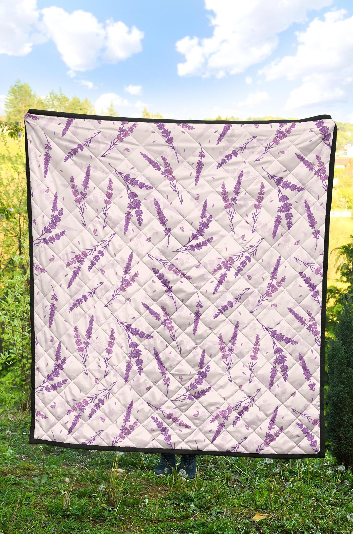 Floral Lavender Pattern Print Quilt-grizzshop