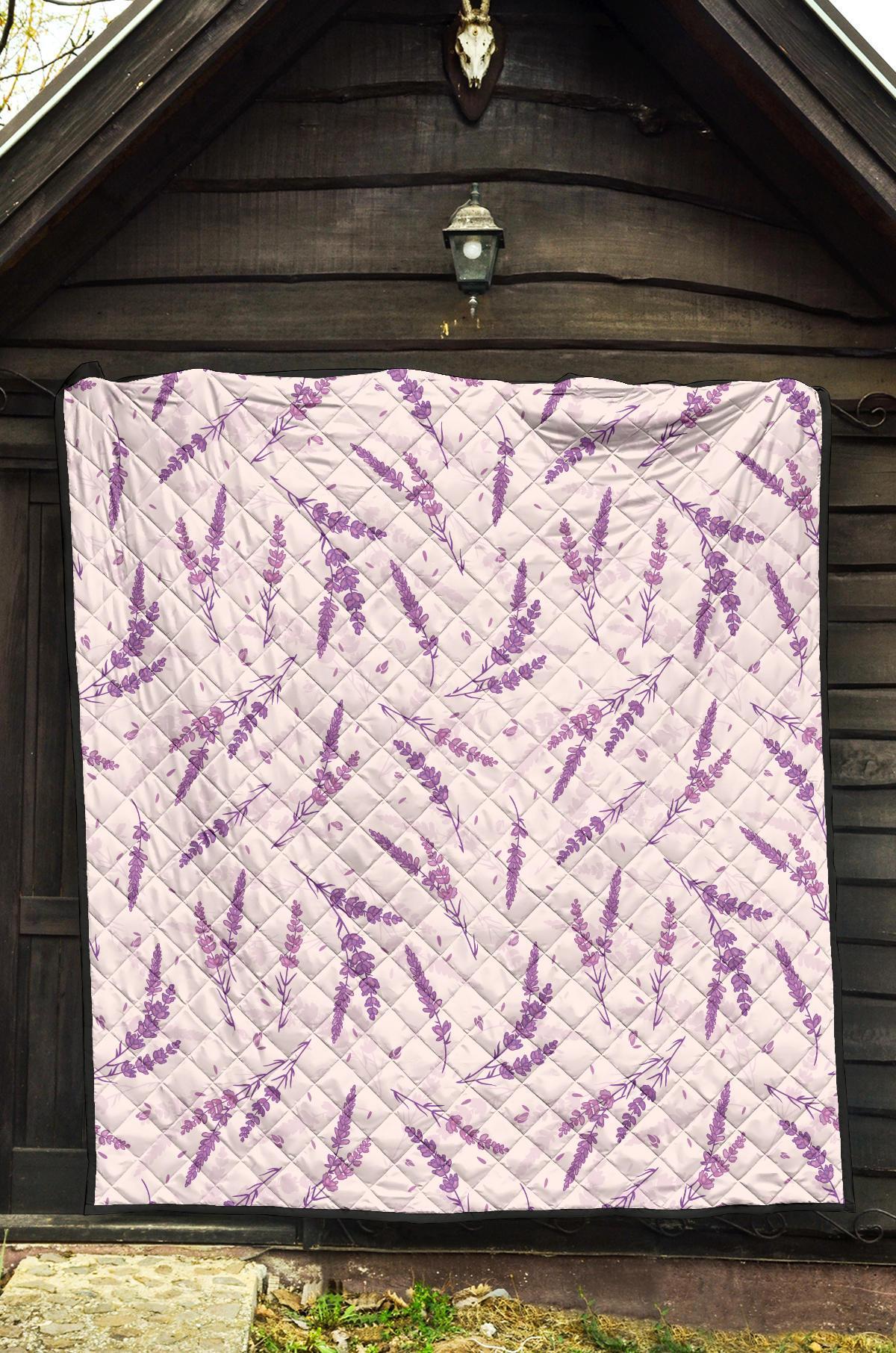 Floral Lavender Pattern Print Quilt-grizzshop