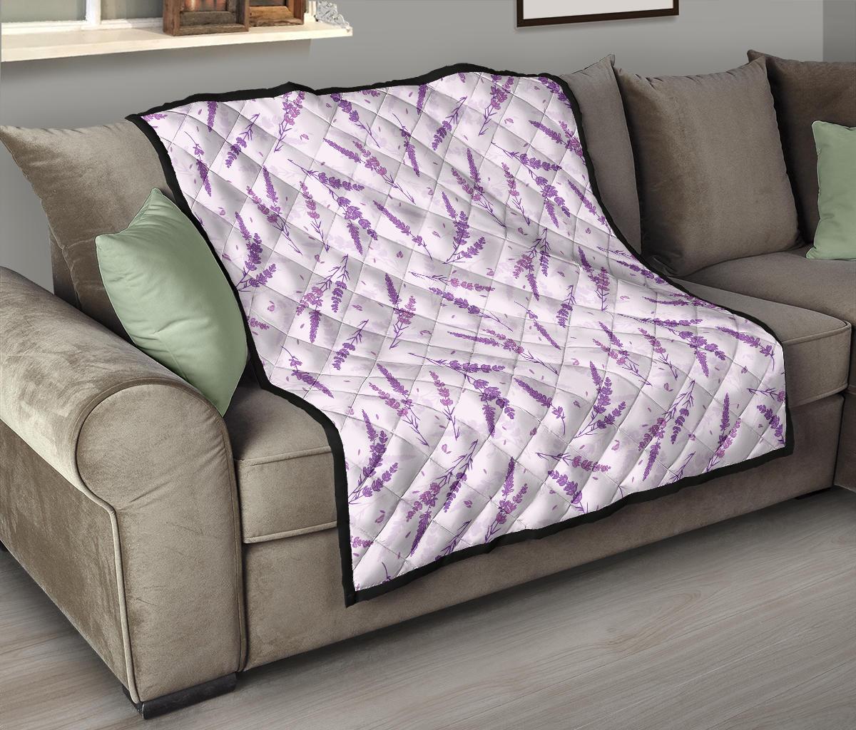 Floral Lavender Pattern Print Quilt-grizzshop