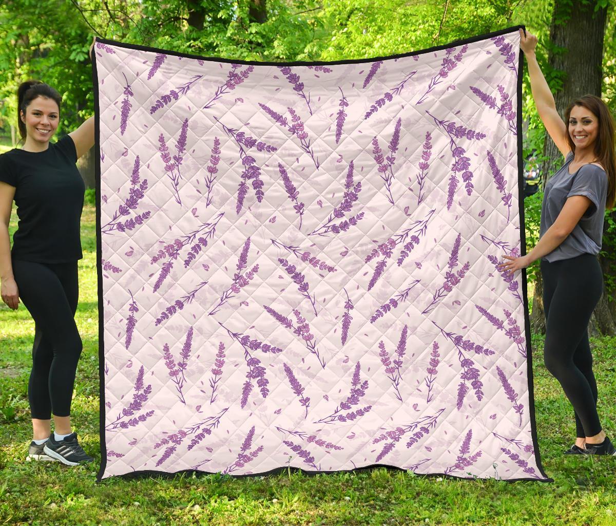 Floral Lavender Pattern Print Quilt-grizzshop