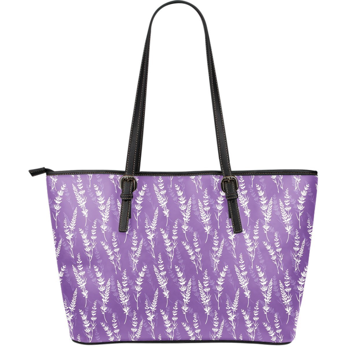 Floral Lavender Print Pattern Leather Tote Bag-grizzshop