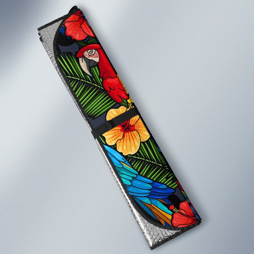 Floral Parrot Bird Pattern Print Car Sun Shade-grizzshop