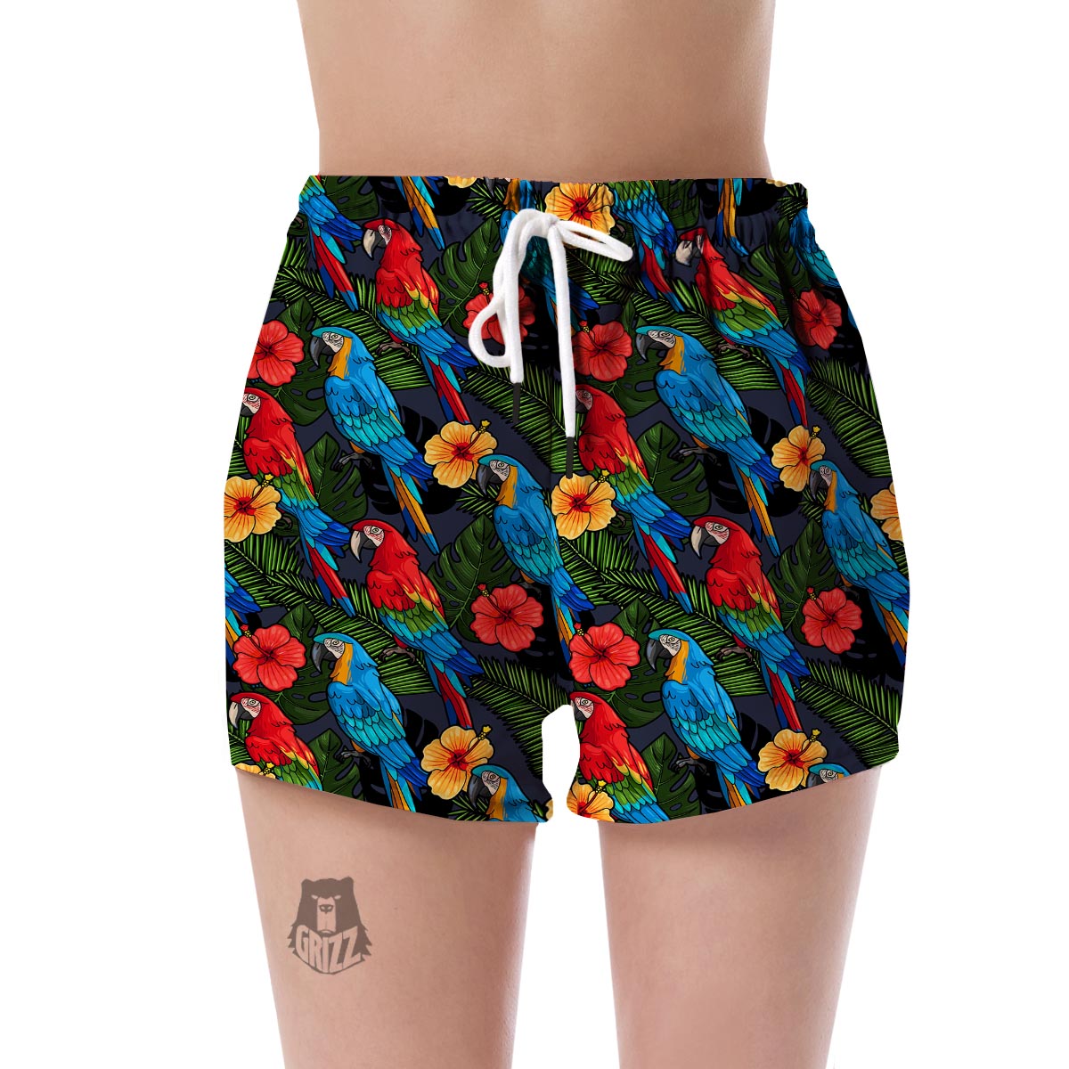 Floral Parrot Bird Pattern Print Women's Shorts-grizzshop
