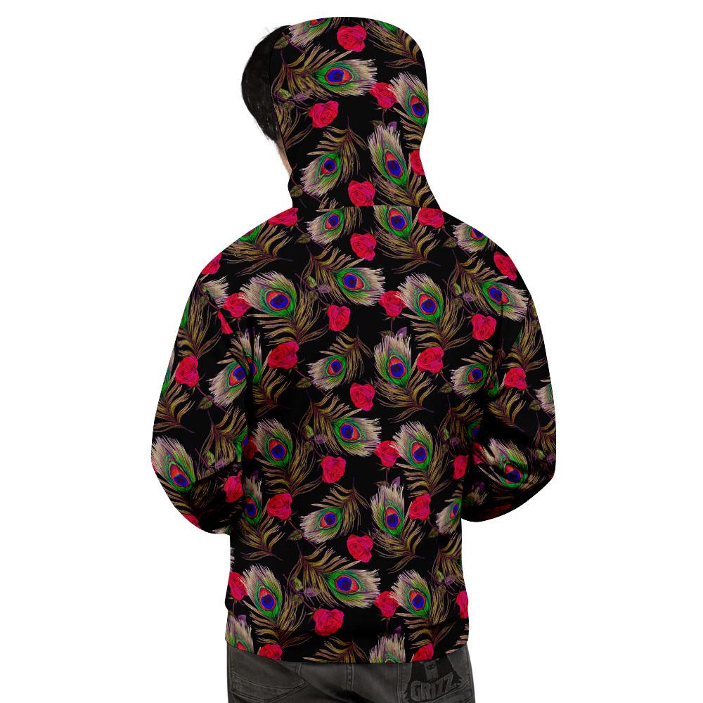 Floral Peacock Feather Print Pattern Men's Hoodie-grizzshop