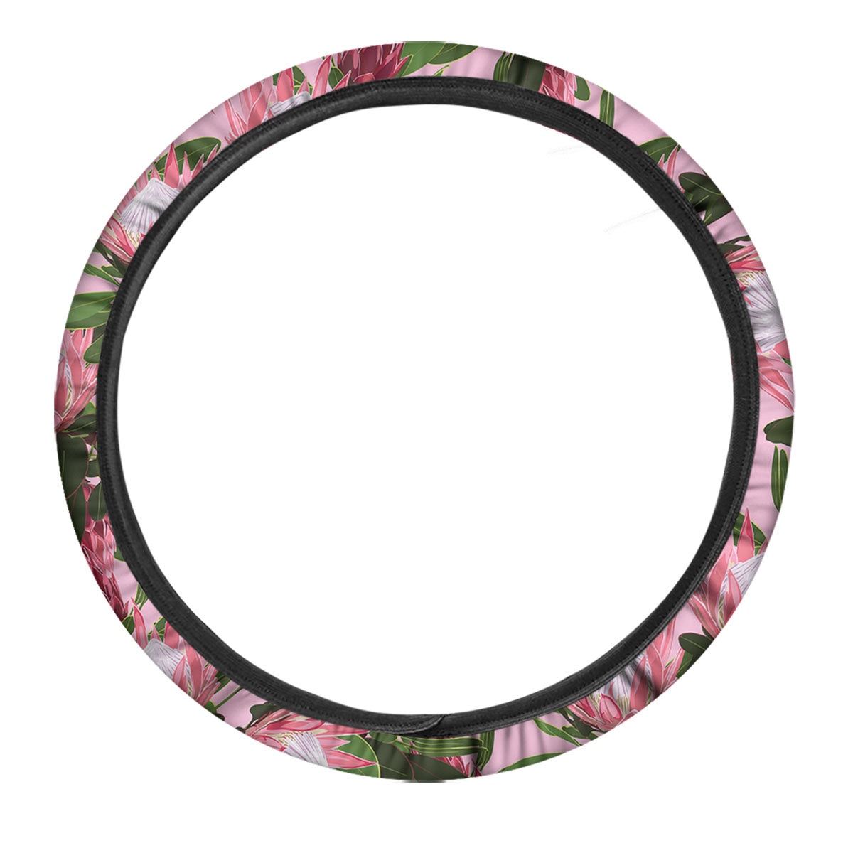 Floral Protea Print Pattern Car Steering Wheel Cover-grizzshop
