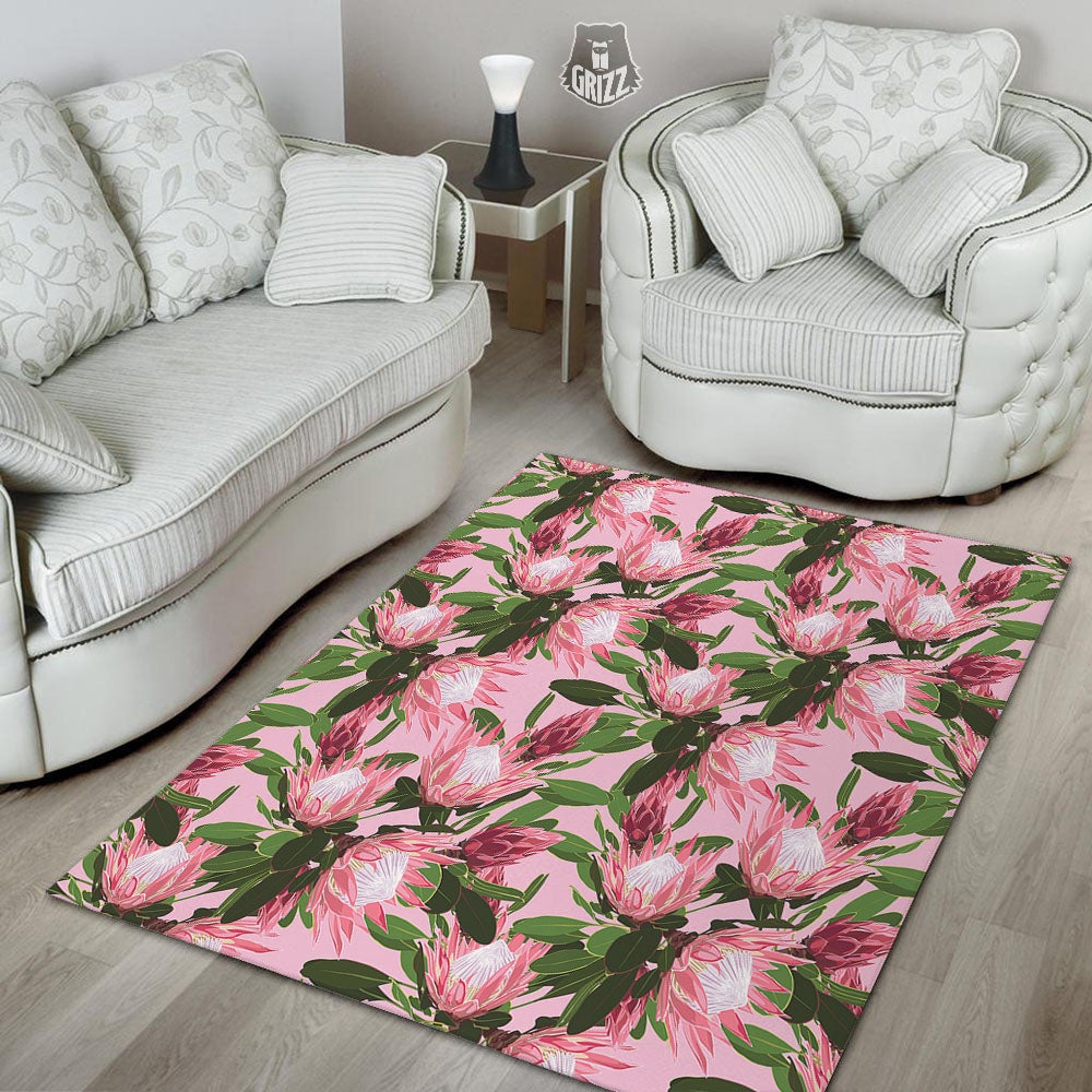 Floral Protea Print Pattern Floor Mat-grizzshop